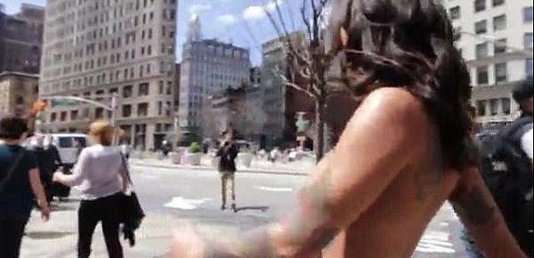 Bonnie Rotten walking topless in NYC
